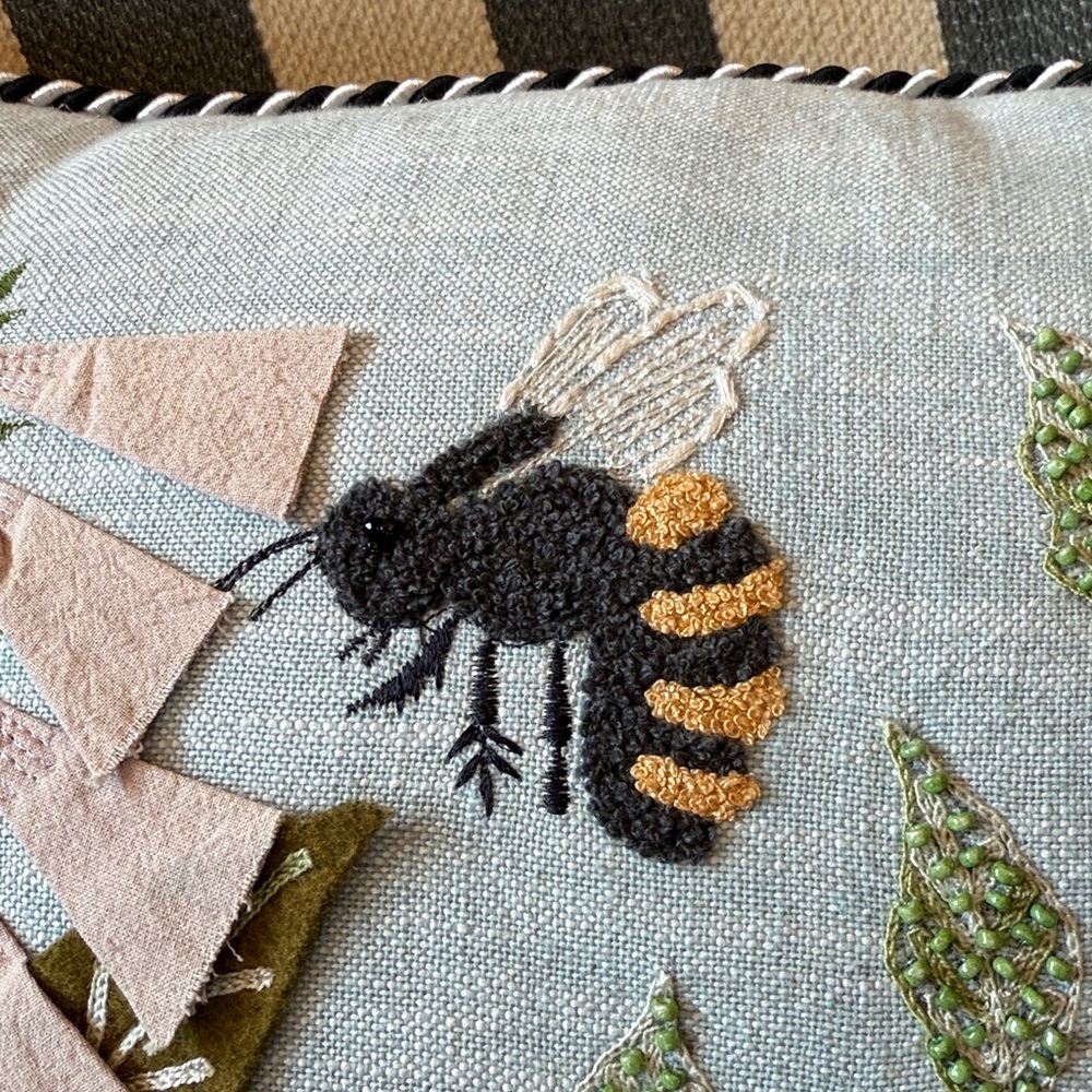 Mackenzie-Childs Floral And Bee Lumbar Throw Pillow - Picture 2 of 4